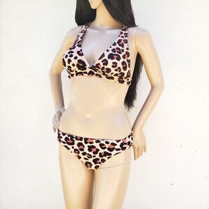 Women's New Two Piece Leopard Swim Suit Bikini M NWT